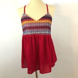 No Boundaries Juniors Red Empire Waist Tank Top